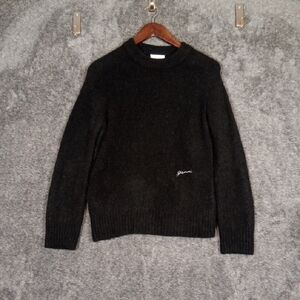 Ganni Brushed Alpaca Vingen Wool Blend O Neck Black Sweater Luxury Sz Small